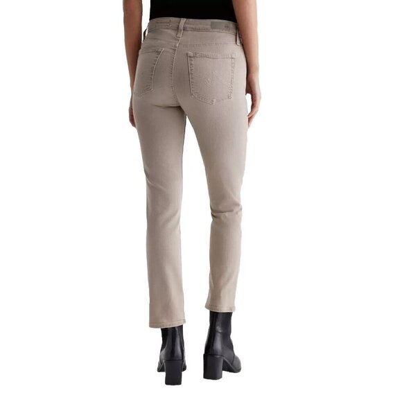 AG Adriano Goldschmied Women's 28 Beige Mari Crop Mid-Rise Slim Straight Jeans - Picture 6 of 13